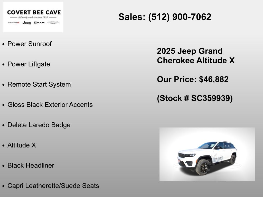 New Car 2025 Jeep Grand Cherokee  For Sale Under $50,000 In Austin, Texas
