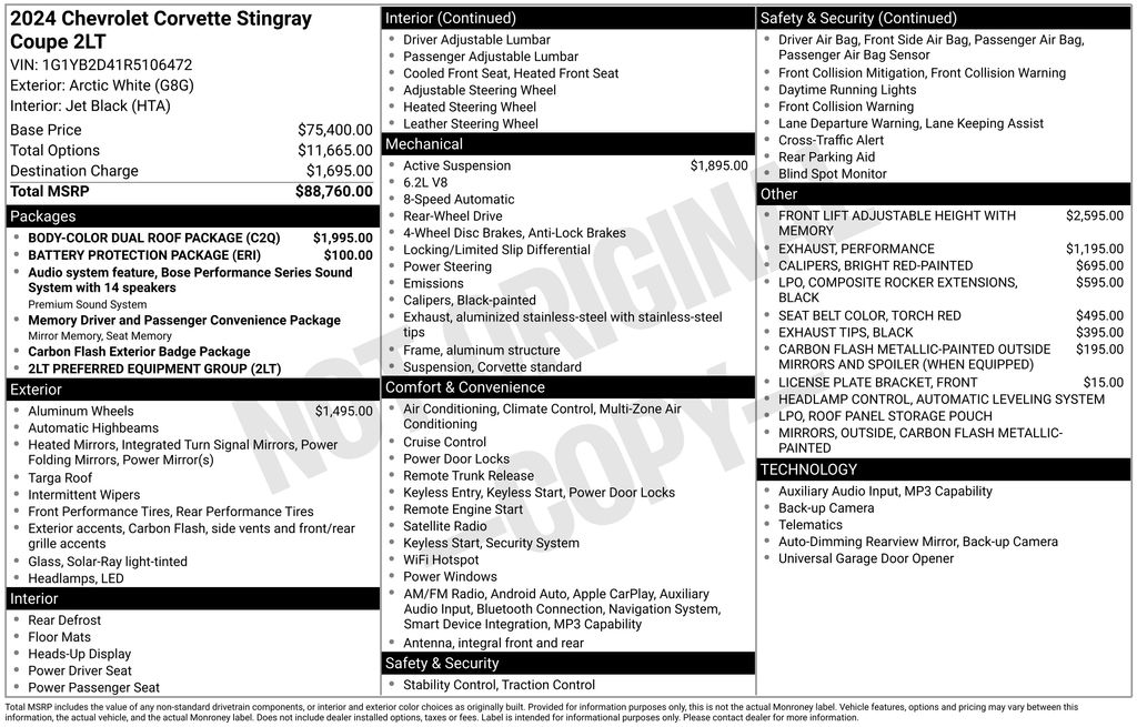 Certified Used 2024 White Chevrolet Stingray image 8