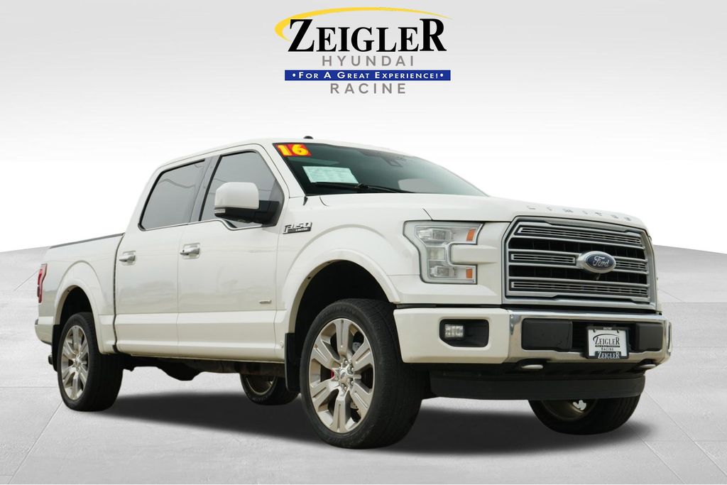 White 2016 Ford F-150 Limited SuperCrew 4WD Pickup Truck Four-Wheel Drive 6-Speed Automatic