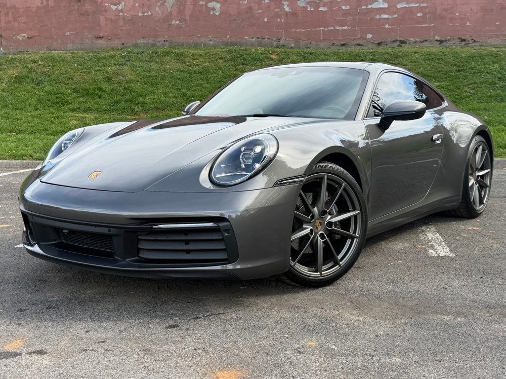 Gray (Agate Grey Metallic) 2021 Porsche 911 Carrera Coupe RWD Coupe Rear-Wheel Drive 8-Speed Automatic