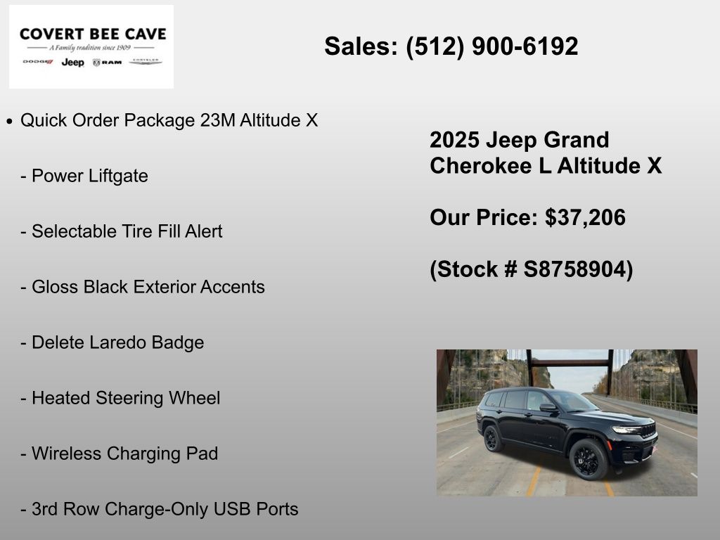 New Car 2025 Jeep Grand Cherokee L  For Sale Under $40,000 In Austin, Texas