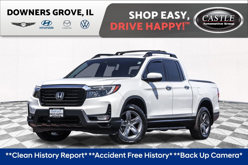 Platinum White Pearl 2021 Honda Ridgeline Pickup Truck All-Wheel Drive 9-Speed Automatic