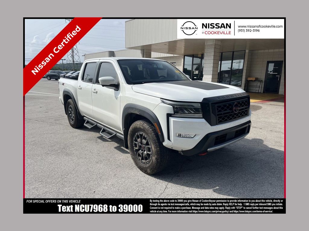 Glacier White 2023 Nissan Frontier Pickup Truck Four-Wheel Drive 9-Speed Automatic