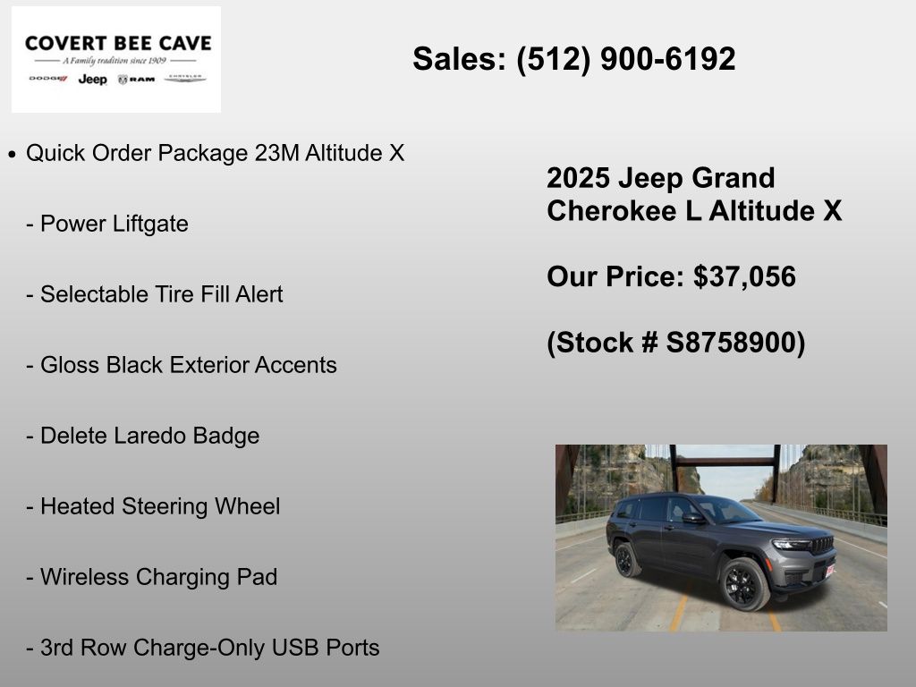 New Car 2025 Jeep Grand Cherokee L  For Sale Under $40,000 In Austin, Texas