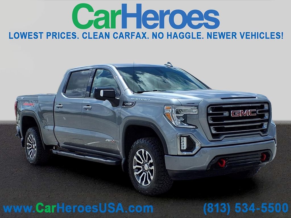 Gray (Satin Steel Metallic) 2020 GMC Sierra 1500 AT4 Crew Cab 4WD Pickup Truck Four-Wheel Drive Automatic