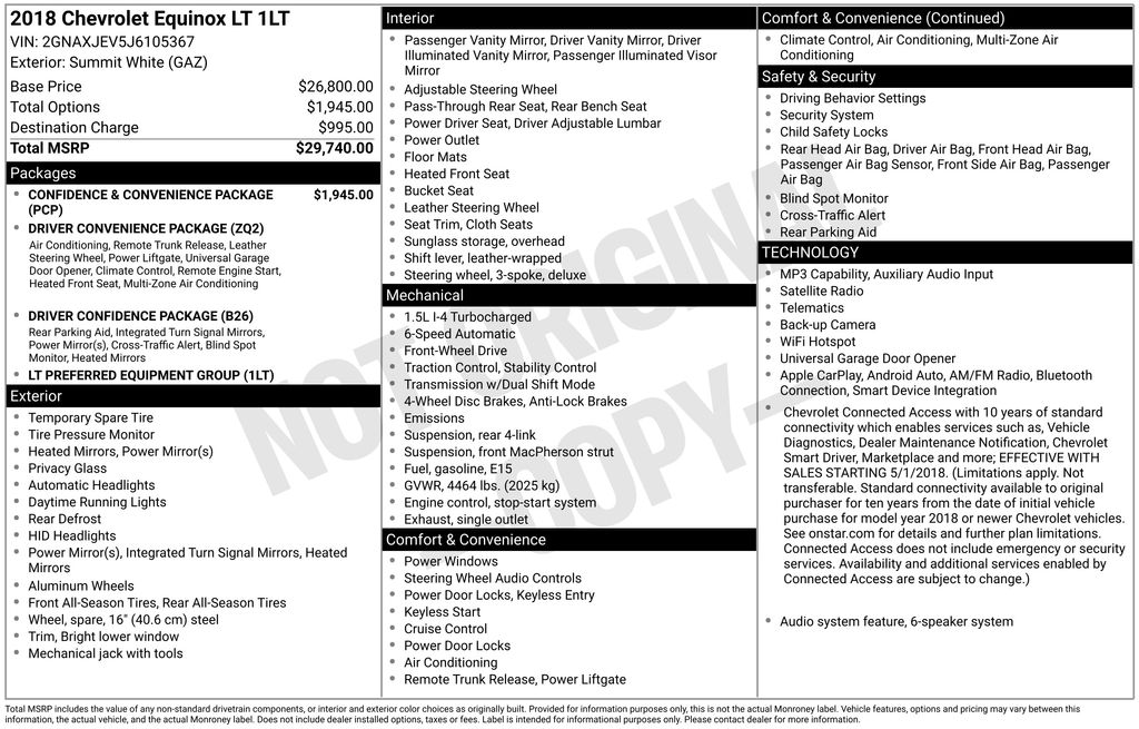 2018 Chevrolet Equinox 1.5T LT FWD