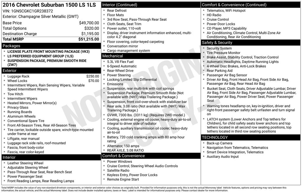 Used Car 2016 Chevrolet Suburban  Ls For Sale Under $20,000 In Austin, Texas