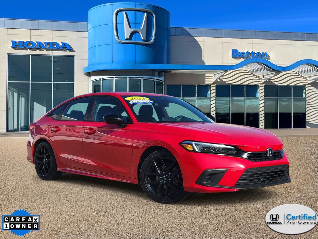 Rallye Red 2023 Honda Civic Sport FWD Sedan Front-Wheel Drive Continuously Variable Transmission