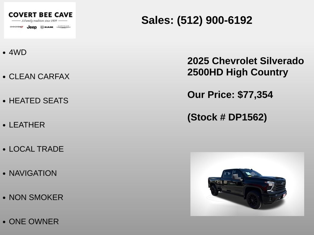 Used Car 2025 Chevrolet Silverado 2500hd  High Country For Sale Under $80,000 In Austin, Texas
