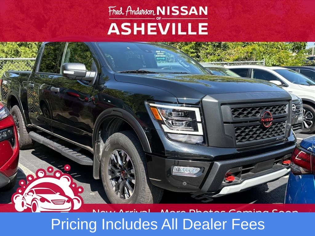 Super Black 2023 Nissan Titan Pickup Truck Four-Wheel Drive 9-Speed Automatic