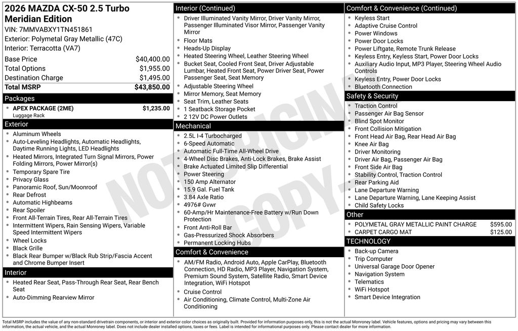 2026 Mazda CX-50 Meridian Edition - Photo 6