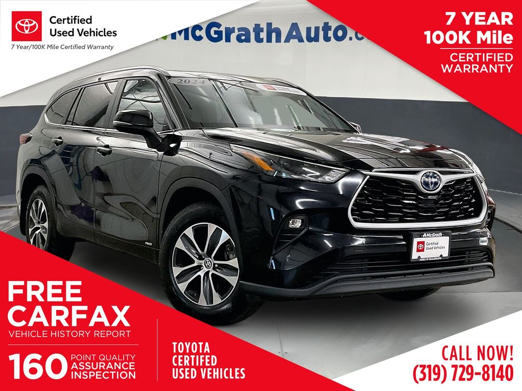 Midnight Black Metallic 2024 Toyota Highlander Hybrid SUV / Crossover All-Wheel Drive Continuously Variable Transmission