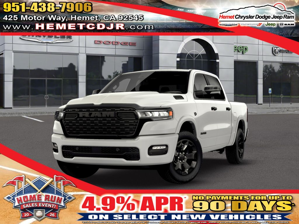 Bright White Clearcoat 2026 RAM 1500 Big Horn Crew Cab 4WD Pickup Truck Four-Wheel Drive 8-Speed Automatic