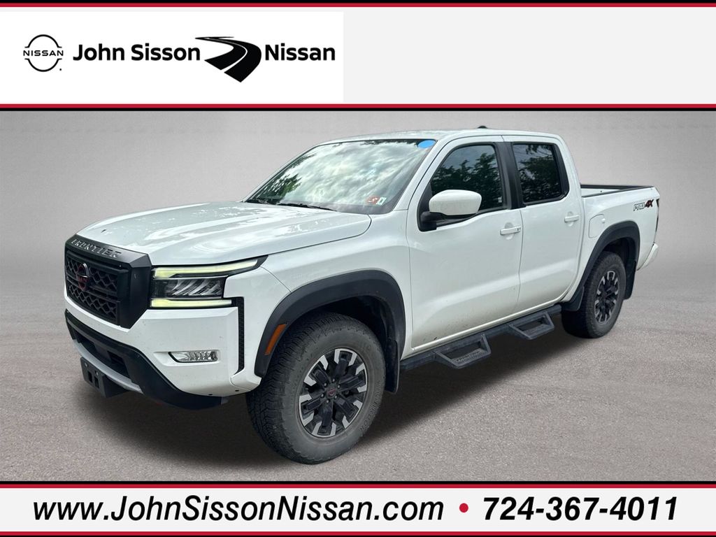 Glacier White 2023 Nissan Frontier Pickup Truck Four-Wheel Drive 9-Speed Automatic