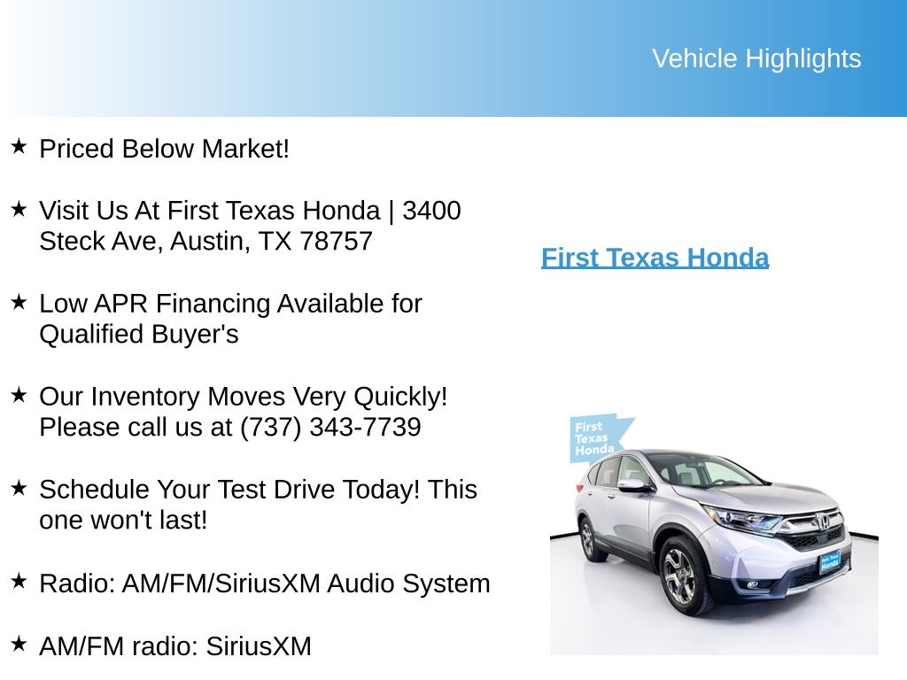 Used Car 2018 Honda Cr-v  Ex-l For Sale Under $25,000 In Austin, Texas