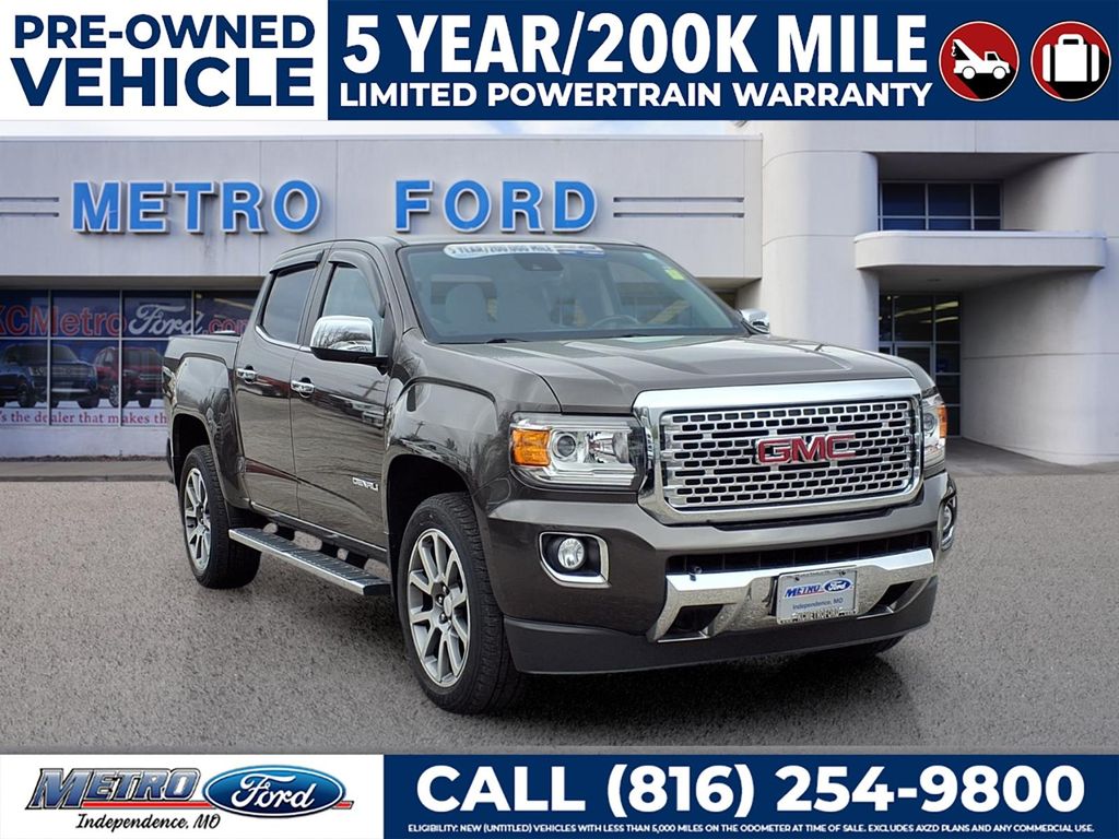 Smokey Quartz Metallic 2019 GMC Canyon Denali Crew Cab 4WD Pickup Truck Four-Wheel Drive 8-Speed Automatic