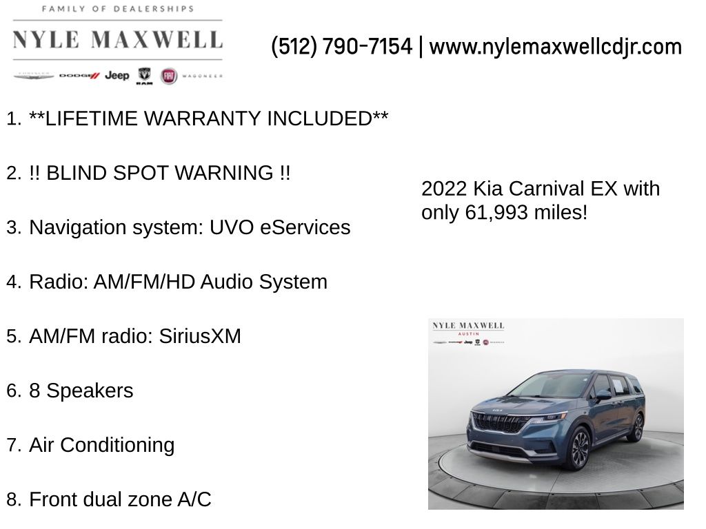 Used Car 2022 Kia Carnival  Ex For Sale Under $30,000 In Austin, Texas