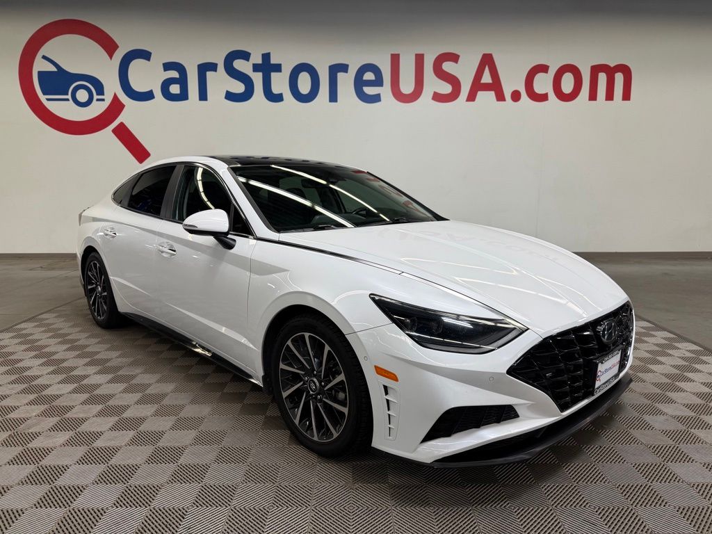 Quartz White 2021 Hyundai Sonata Sedan Front-Wheel Drive 8-Speed Automatic Overdrive