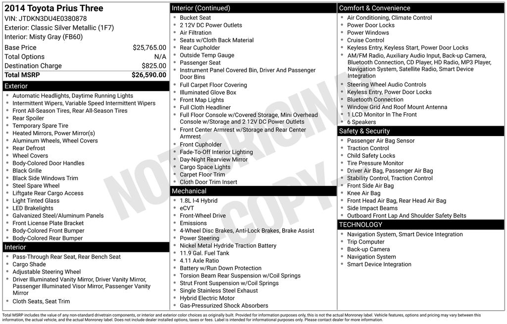 Used Car 2014 Toyota Prius  Four For Sale Under $10,000 In Austin, Texas