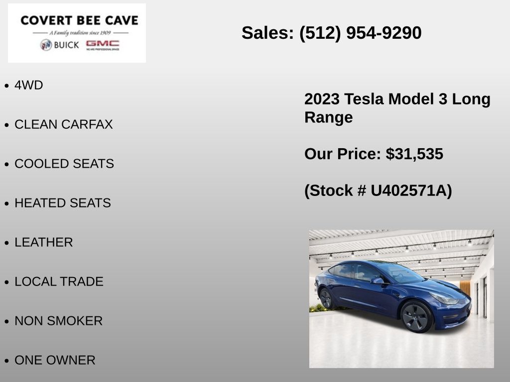 Used Car 2023 Tesla Model 3  Long Range For Sale Under $35,000 In Austin, Texas