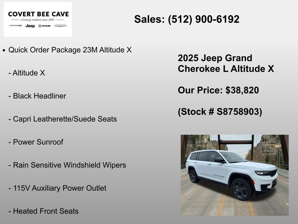 New Car 2025 Jeep Grand Cherokee L  For Sale Under $40,000 In Austin, Texas