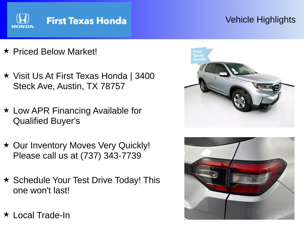 New Car 2025 Honda Pilot  Ex-l For Sale Under $50,000 In Austin, Texas