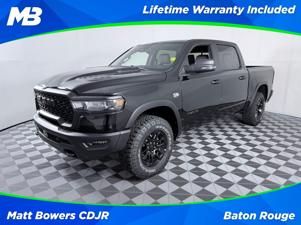 Diamond Black Crystal Pearlcoat 2026 RAM 1500 Rebel Crew Cab 4WD Pickup Truck Four-Wheel Drive 8-Speed Automatic