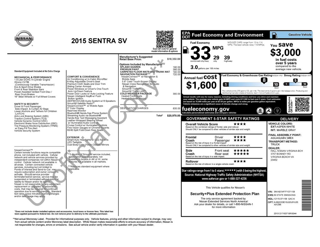 Used 2015 White Nissan SV image 2