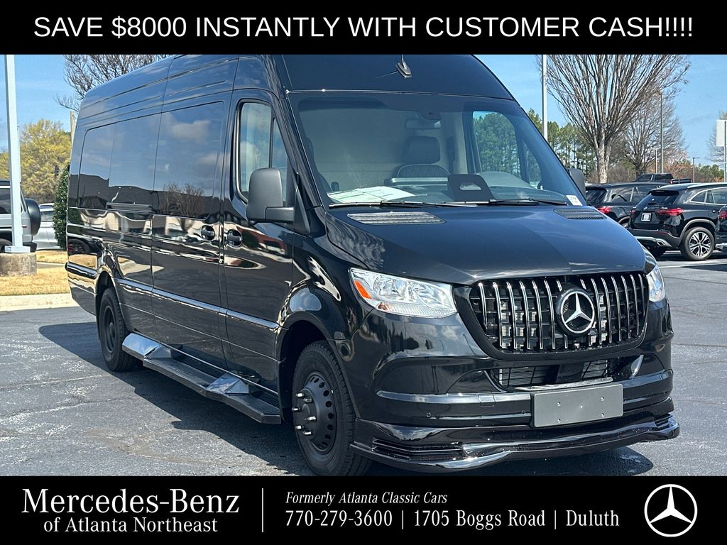 Black (Obsidian) 2025 Mercedes-Benz Sprinter Cargo 3500 170 High Roof Extended RWD Van Rear-Wheel Drive 9-Speed Automatic
