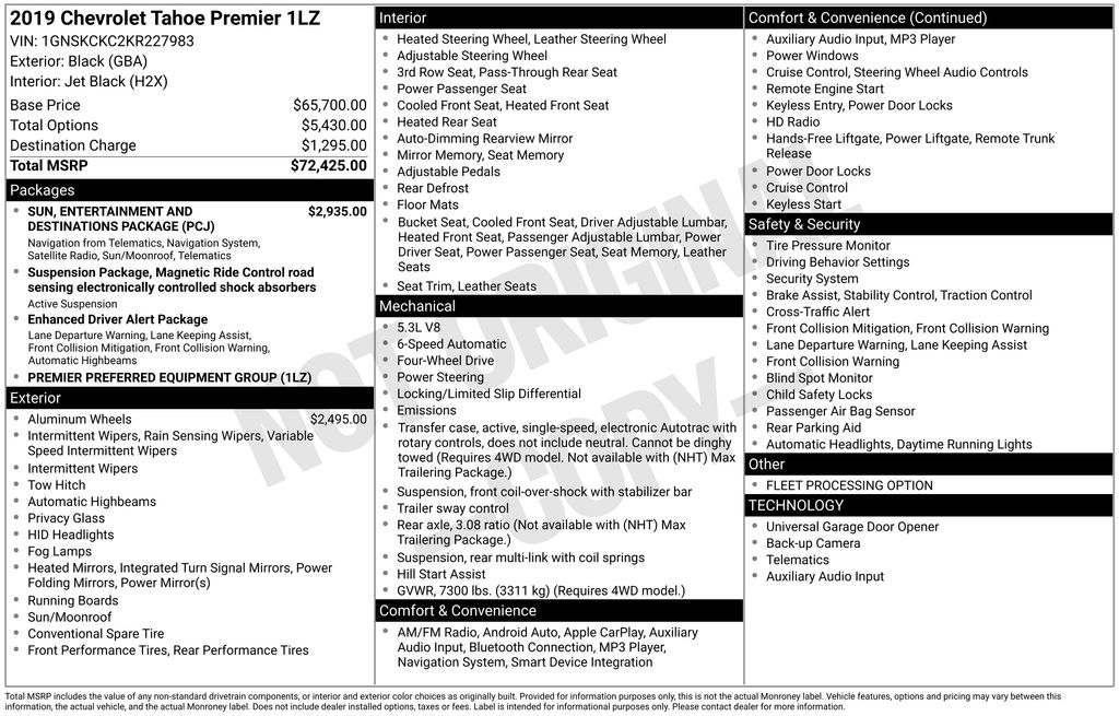 2019 Chevrolet Tahoe Premier 4WD