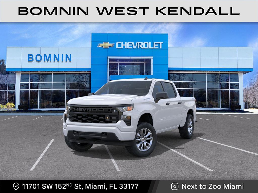 Summit White 2026 Chevrolet Silverado 1500 Custom Crew Cab 4WD Pickup Truck Four-Wheel Drive 8-Speed Automatic