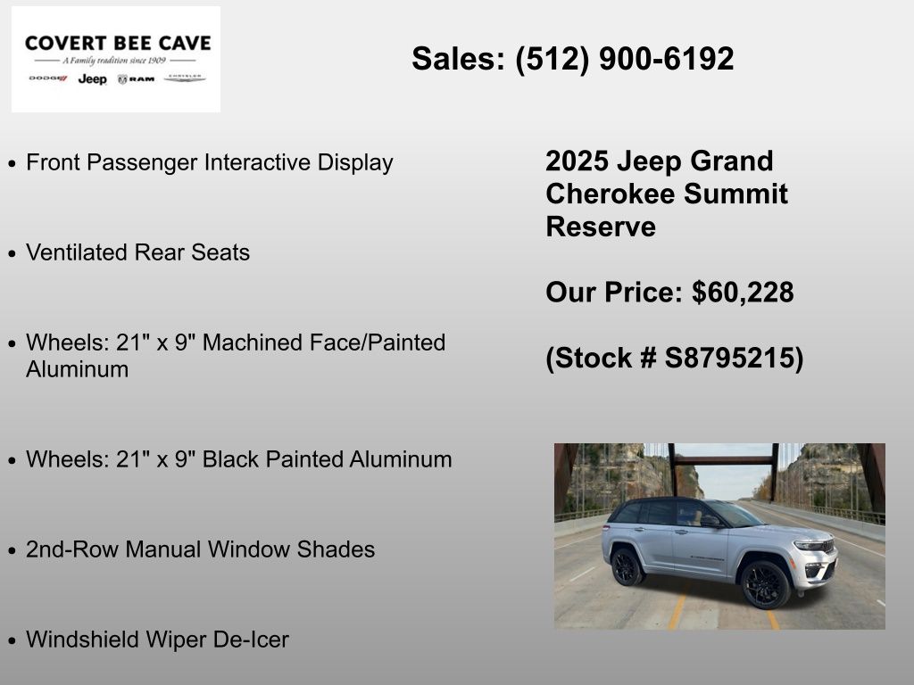 New Car 2025 Jeep Grand Cherokee  Summit For Sale Under $70,000 In Austin, Texas
