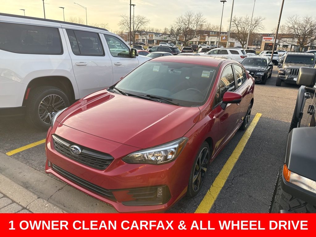 Crimson Red Pearl 2022 Subaru Impreza Sport Sedan AWD Sedan All-Wheel Drive Continuously Variable Transmission