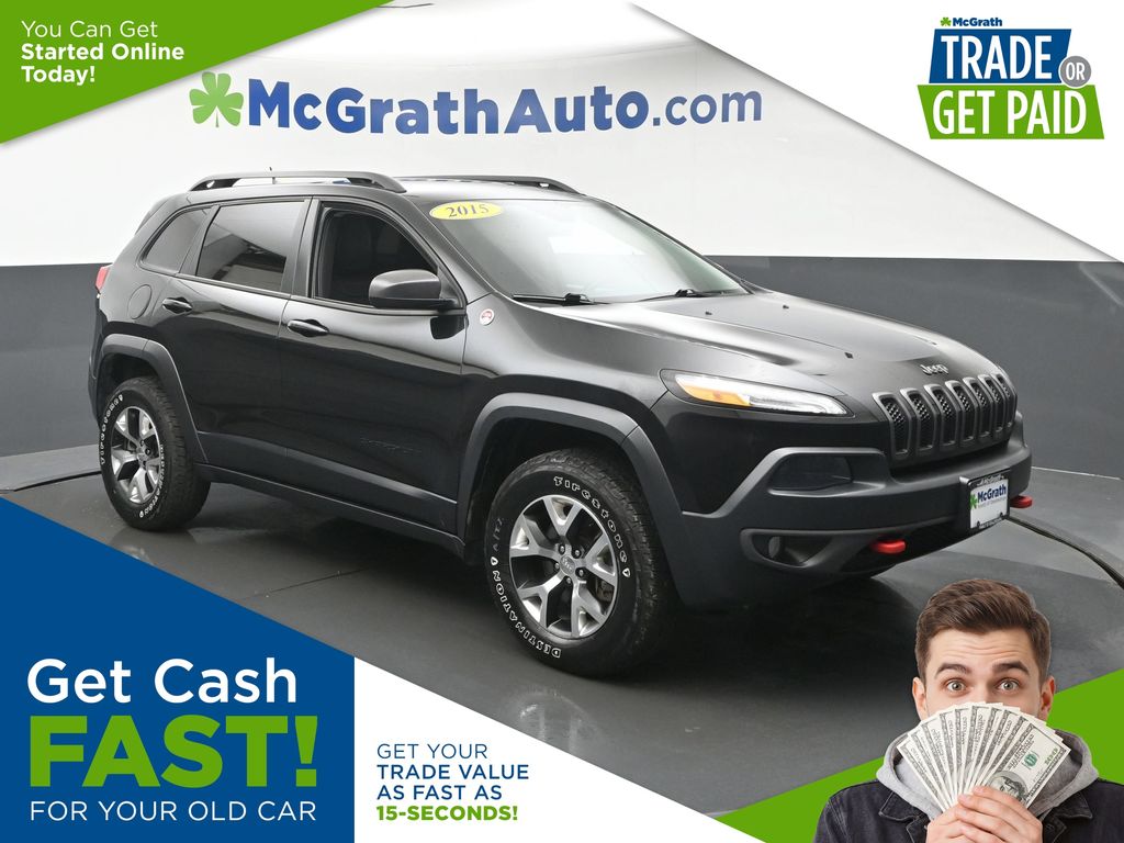 Brilliant Black Crystal Pearlcoat 2015 Jeep Cherokee SUV / Crossover Four-Wheel Drive 9-Speed Automatic