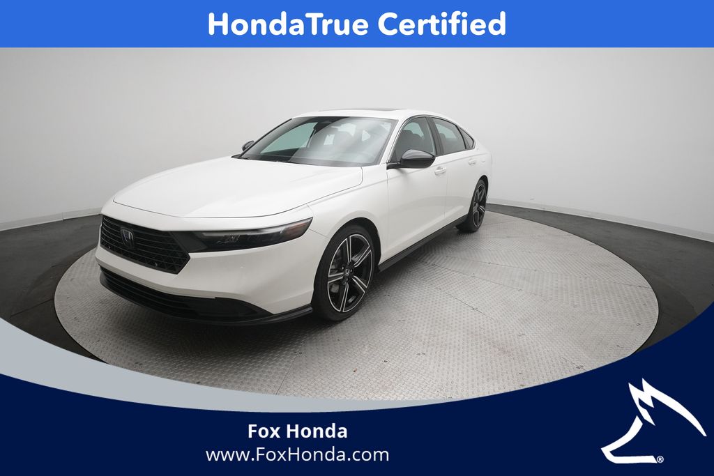 Platinum White Pearl 2024 Honda Accord Hybrid Sedan Front-Wheel Drive Continuously Variable Transmission
