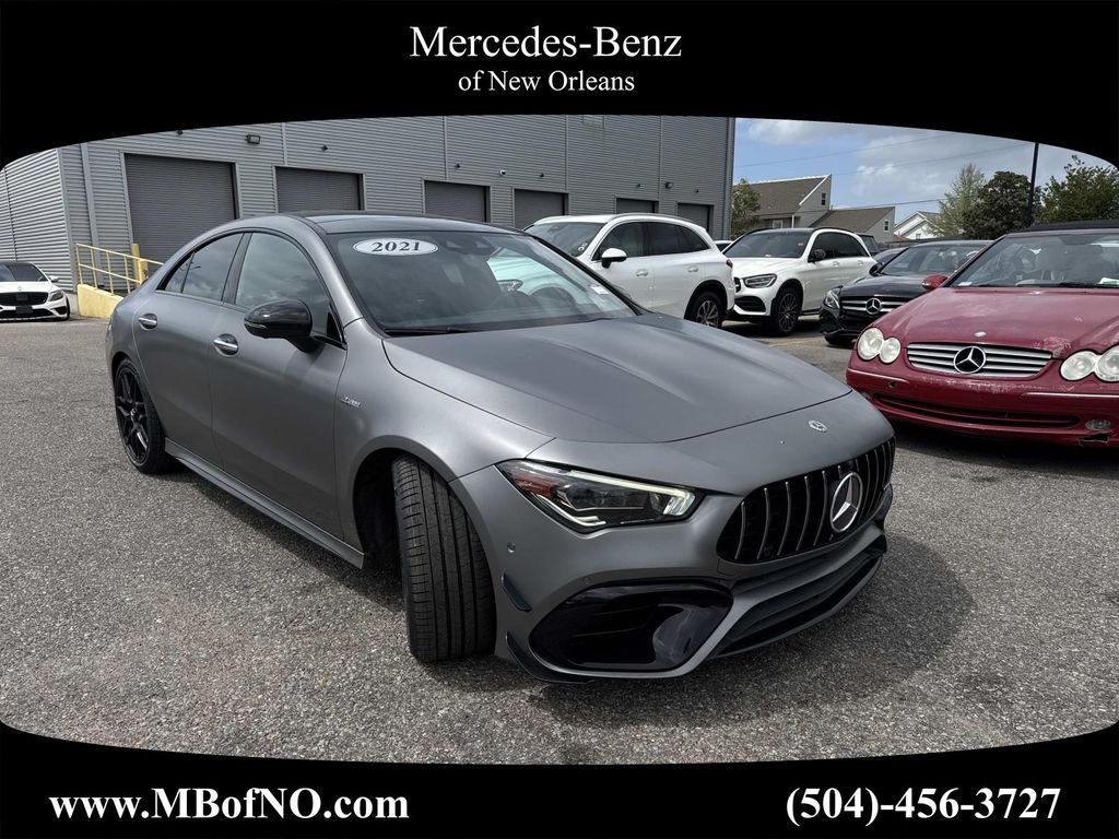 designo Mountain Gray Magno 2021 Mercedes-Benz CLA AMG CLA 45 4MATIC Coupe All-Wheel Drive 8-Speed Automatic