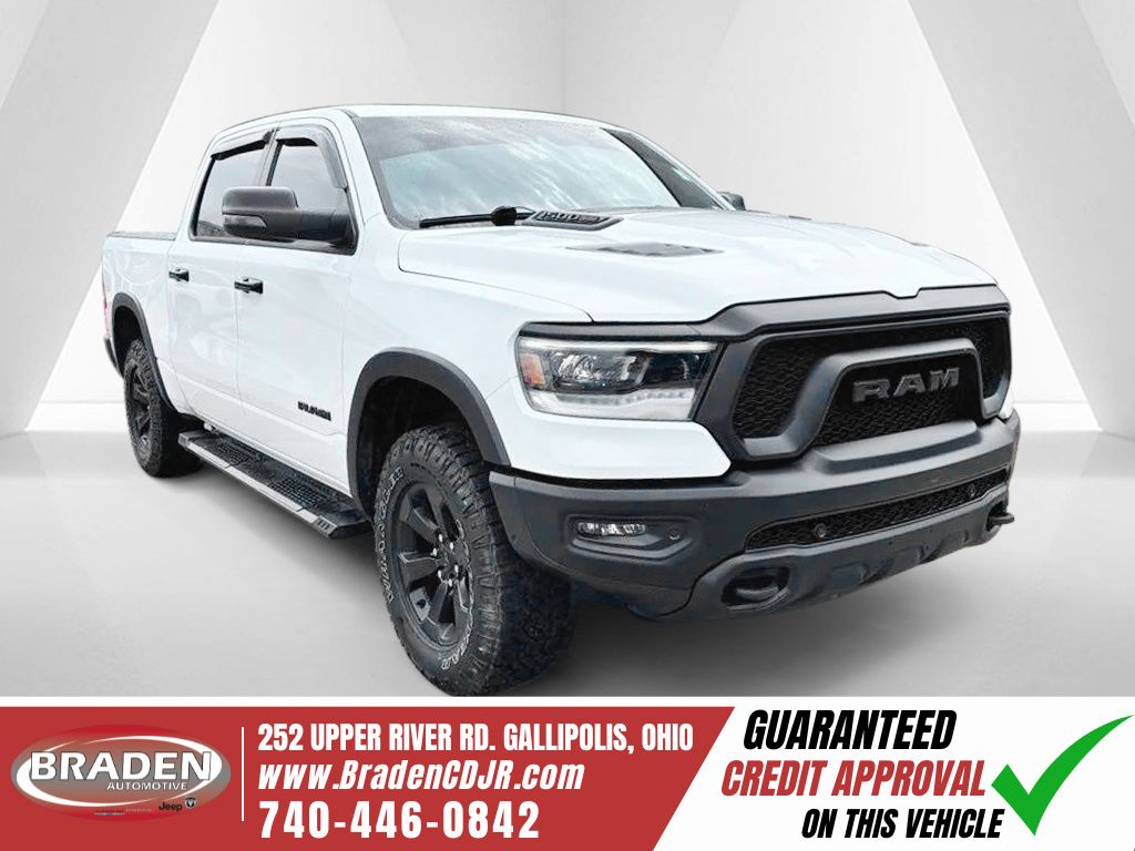Bright White Clearcoat 2023 RAM 1500 Rebel Crew Cab 4WD Pickup Truck Four-Wheel Drive 8-Speed Automatic