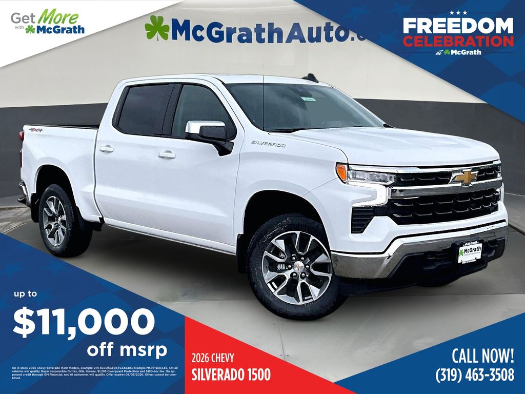 Summit White 2026 Chevrolet Silverado 1500 Pickup Truck Four-Wheel Drive Automatic