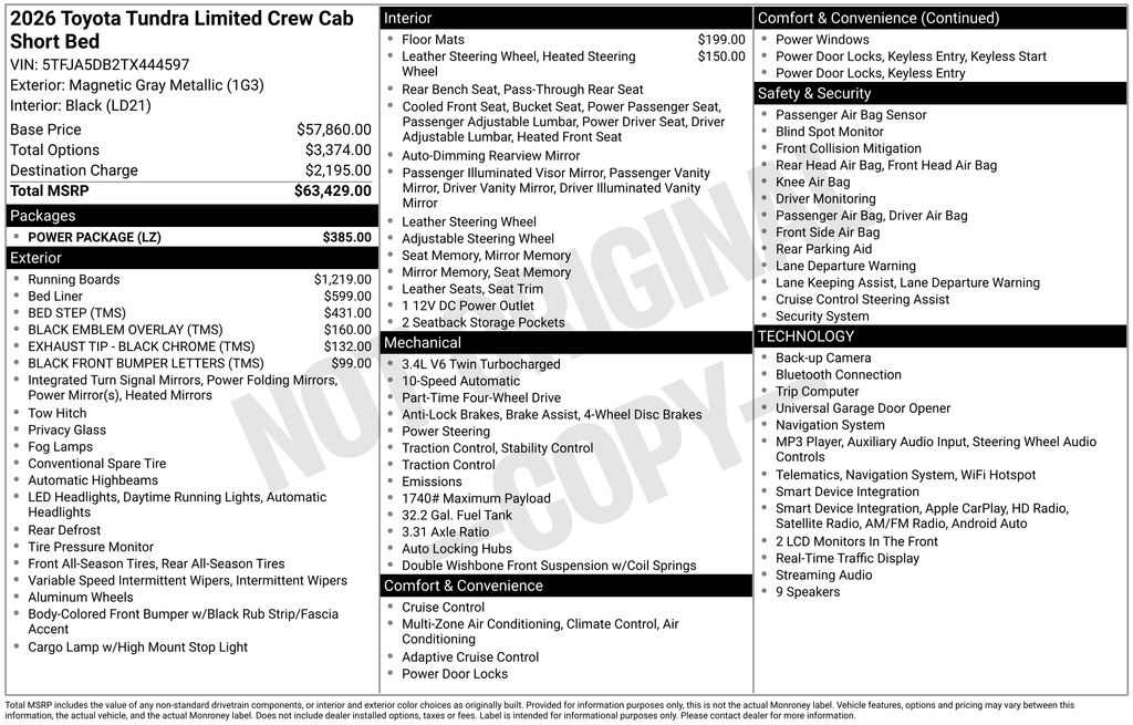 Magnetic Gray Metallic 2026 Toyota Tundra Pickup Truck Four-Wheel Drive Automatic