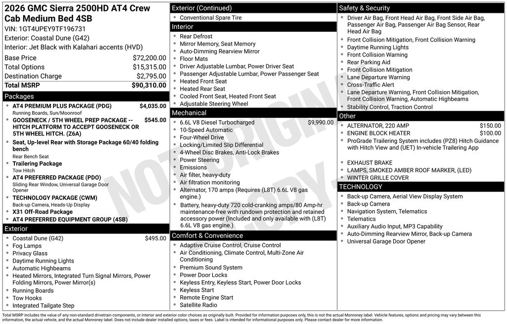 2026 Coastal Dune GMC Sierra 2500HD AT4 4X4 Truck