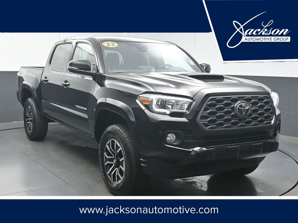 Black 2023 Toyota Tacoma SR V6 Double Cab 4WD Pickup Truck Four-Wheel Drive 6-Speed Automatic