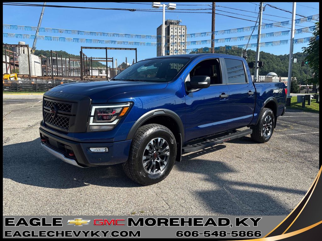 Deep Blue Pearl 2024 Nissan Titan Pickup Truck Four-Wheel Drive 9-Speed Automatic