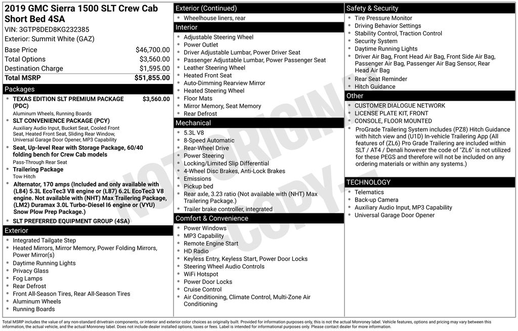 2019 GMC Sierra 1500 SLT White at Bayway Chrysler Dodge Jeep Ram