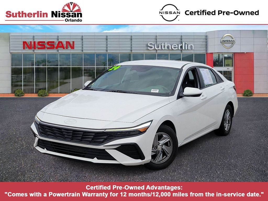 White 2024 Hyundai Elantra Sedan Front-Wheel Drive Continuously Variable Transmission