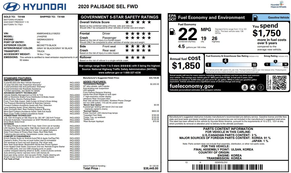 2020 Hyundai Palisade SEL Black at Joe Myers Mazda Kia