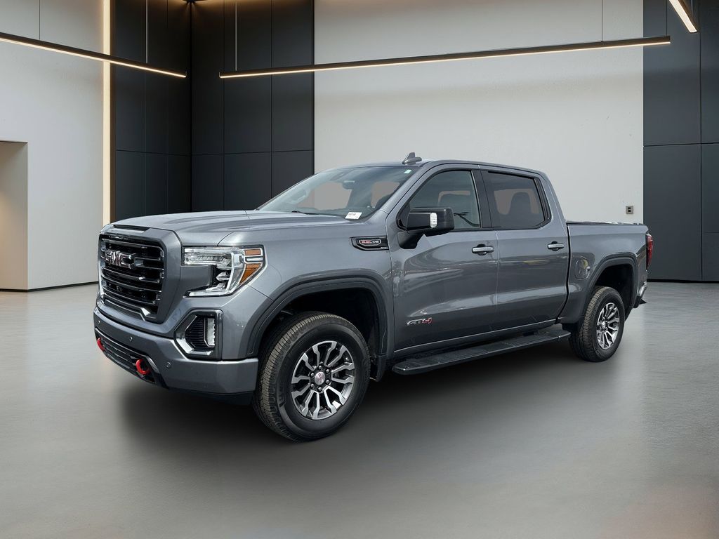 Gray (Satin Steel Metallic) 2021 GMC Sierra 1500 AT4 Crew Cab 4WD Pickup Truck Four-Wheel Drive Automatic