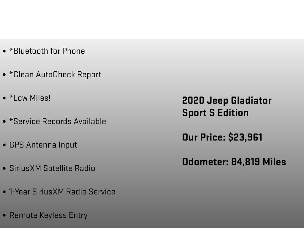 2020 Jeep Gladiator Sport Gray at Klick Lewis Buick Chevrolet