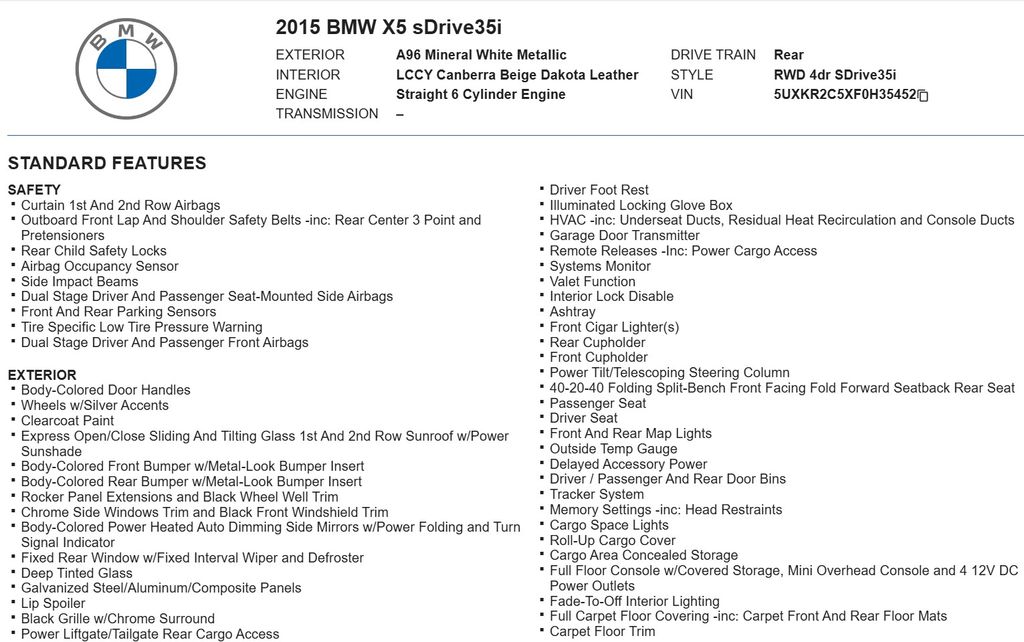 2015 BMW X5 sDrive35i 20