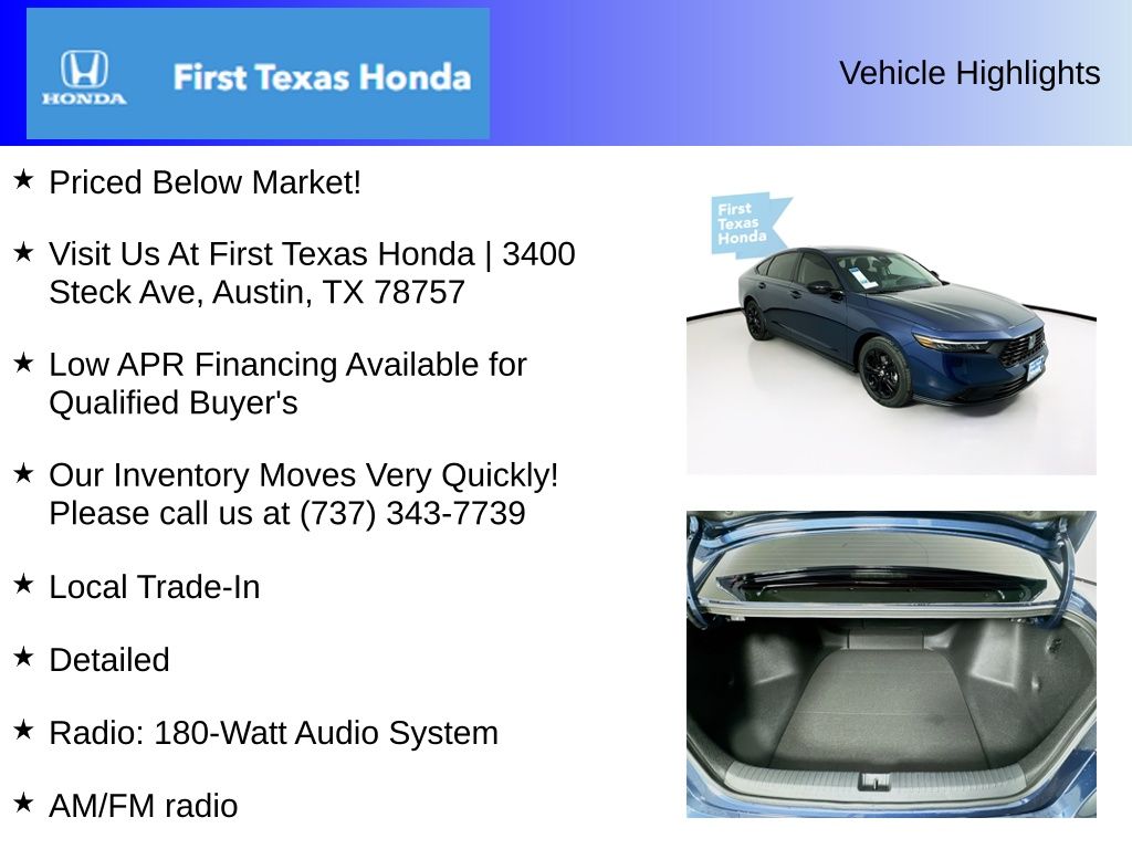 Used Car 2025 Honda Accord  Se For Sale Under $30,000 In Austin, Texas