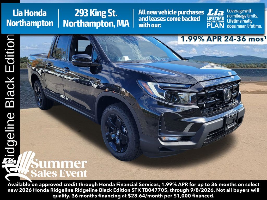 Black 2026 Honda Ridgeline Pickup Truck All-Wheel Drive 9-Speed Automatic
